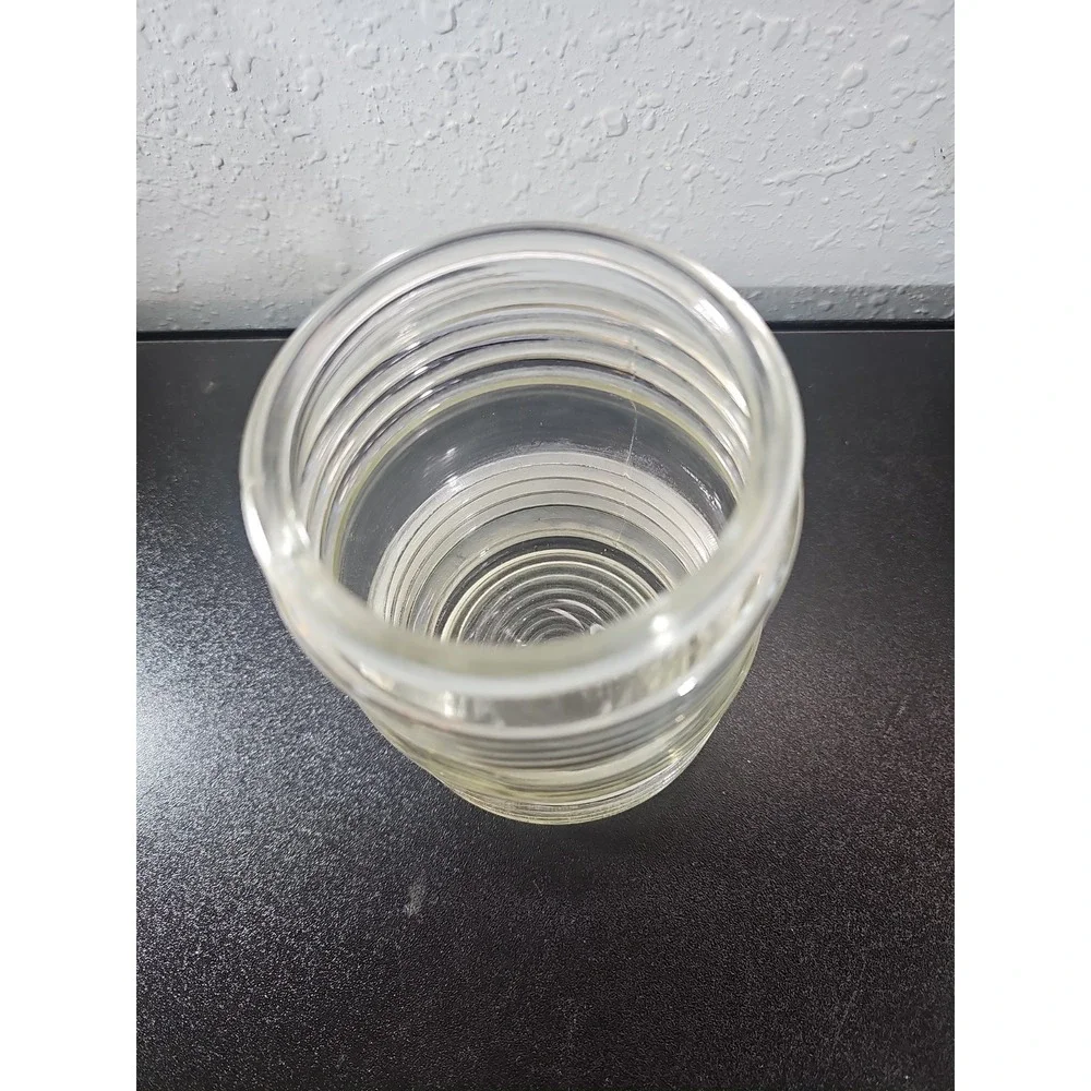 NOS VNTG Glass Light Globe Jelly Jar Clear Ribbed Porch Fixture Shade 3